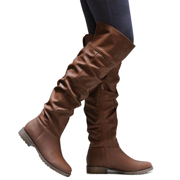 Shoes New Chestnut Over The Knee Ruched Riding Boots Poshmark